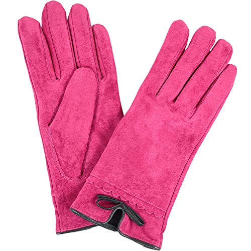 SNUGRUGS Damen-Handschuhe aus Wildleder mit Fleecefutter und Schleife, rose, X-Large von Snugrugs