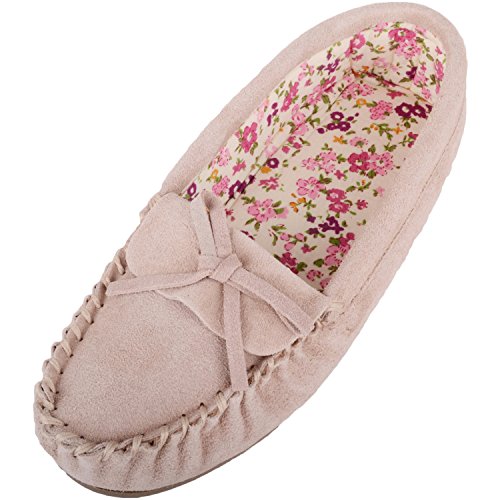 SNUGRUGS Damen Mokassins / Hausschuhe aus weichem Wildleder mit schönem Baumwollfutter, Braun - camel - Größe: 38 EU-5 UK von Snugrugs