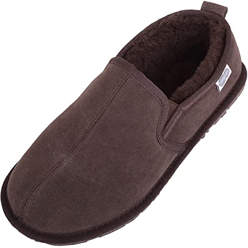 SNUGRUGS Herrenschuhe/Slipper mit Futter aus Schaffell und Gummisohle, Braun, 48/49 EU von Snugrugs