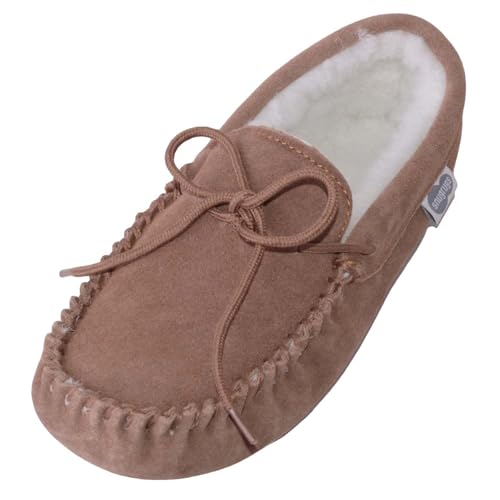 SNUGRUGS Holly Damen-Mokassins mit Wollfutter, Wildledersohle, hellbraun, 38 EU von Snugrugs