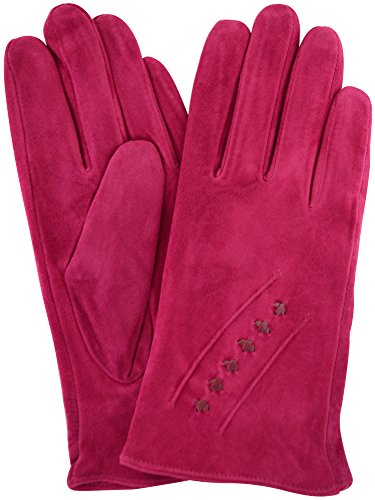 Snugrugs Damen Wildleder-Handschuhe mit Fleece-Futter und Kreuzstich-Design Gr. L 19 cm, fuchsia von Snugrugs