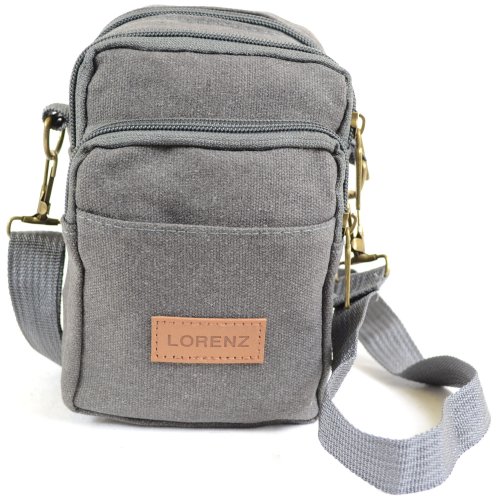 Snugrugs Herren/Damen kleine praktische Canvas-Tasche/Gürteltasche, Verwendung mit abnehmbarem Schultergurt oder Gürtelschlaufe (schwarz, khaki, grün, braun, grau) grau grau von Snugrugs