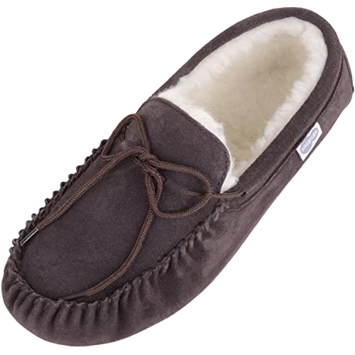 Snugrugs Herren Lammfell Mokassin Softsole, Braun. EU 44 von Snugrugs