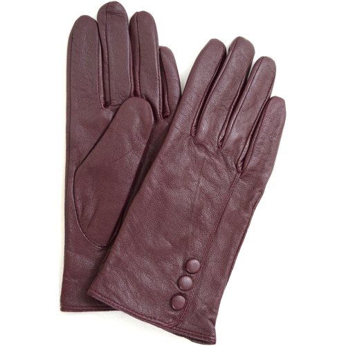 Snugrugs Lederhandschuhe für Damen mit Knopfbesatz und warmen Vliesfutter, superweich (Violett - M) von Snugrugs