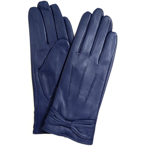 Snugrugs Lederhandschuhe für Damen mit Schleifendesign, 3-fachem Stick-Design & warmen Vliesfutter, superweich (Blau - XL) von Snugrugs