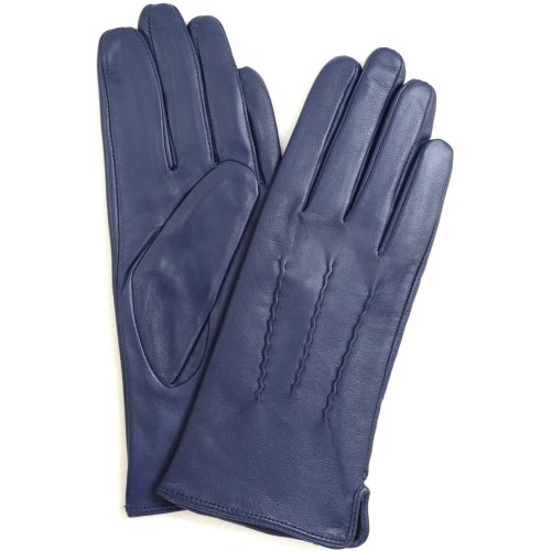 Snugrugs Lederhandschuhe für Damen mit eingewobenem 3-fach Stick-Design & warmen Vliesfutter, superweich (Blau - L) von Snugrugs