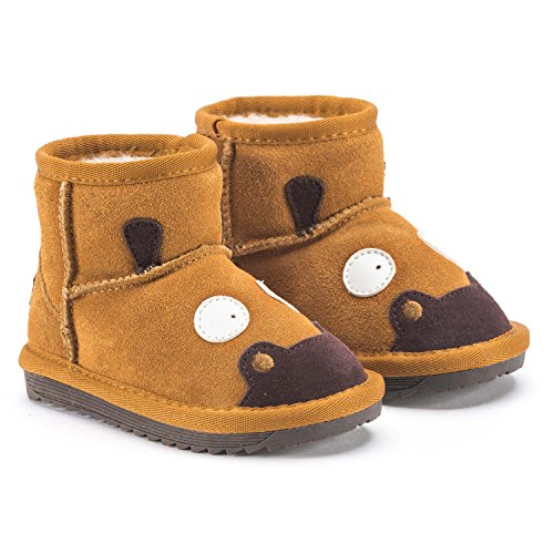 Snugs Boots Kinderstiefel aus Lammfell und Wild-Leder Stiefel für Kinder Jungen und Mädchen Lammfellschuhe, Hellbraun, 30 von Snugs
