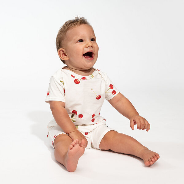 Snurk Baby Playsuit Body, Cherries -oder Krabben Design von Snurk