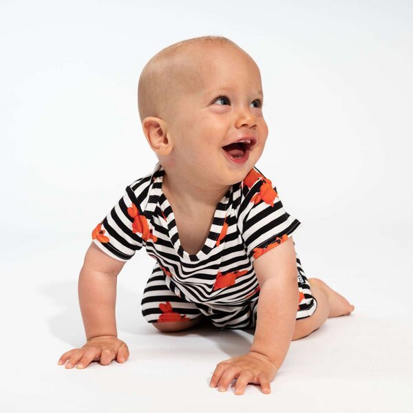 Snurk Baby Playsuit Body, Cherries -oder Krabben Design von Snurk