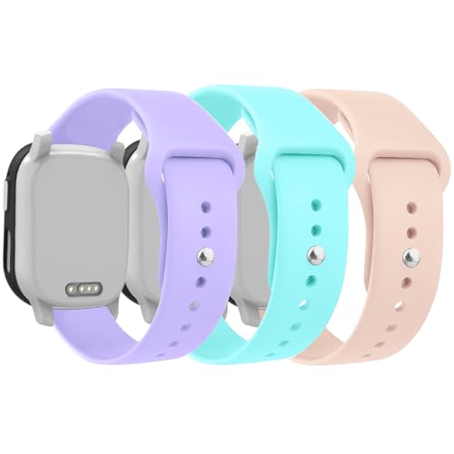 Snyeest 3-Stück Sport Armband Kompatibel mit Xplora X6/Anio 6 Armband, Ersatz Verstellbares Silikon Armbänder Weiches Uhrenarmband für X6 Play/X6 Pro/Anio6,Blaugrün+Lila+Rosa von Snyeest