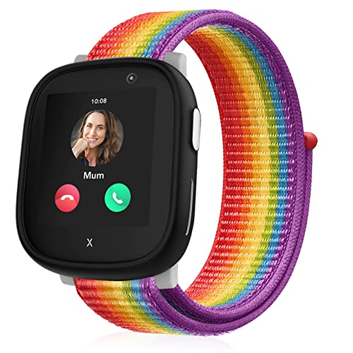 Snyeest Nylon Armbänder kompatibel mit Xplora X6/Anio 6 Armband, Kids Smartwatch Klettverschluss Mädchen Jungen Verstellbare Geflochtenes Ersatz Armbänder für X6 Play/X6 Pro/Anio6,Neon von Snyeest