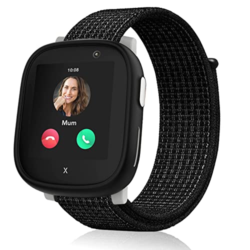 Snyeest Nylon Armbänder kompatibel mit Xplora X6/Anio 6 Armband, Kids Smartwatch Klettverschluss Mädchen Jungen Verstellbare Geflochtenes Ersatz Armbänder für X6 Play/X6 Pro/Anio6,Schwarz von Snyeest
