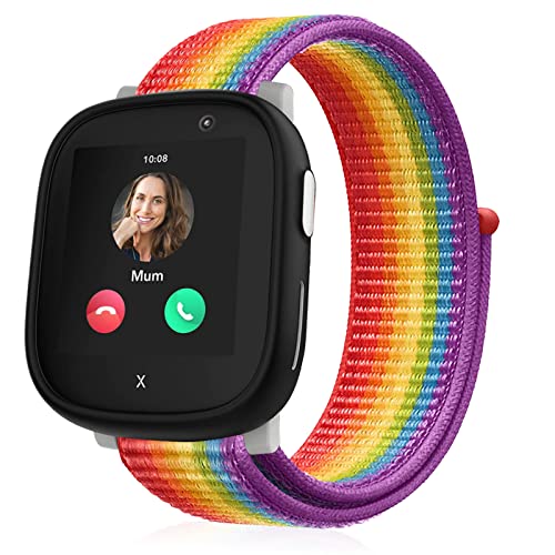 Snyeest Nylon Armbänder kompatibel mit Xplora X6 Armband, Xplora Kids Smartwatch Klettverschluss Mädchen Jungen Verstellbare Geflochtenes Ersatz Armbänder für Xplora X6 Play,Neon von Snyeest