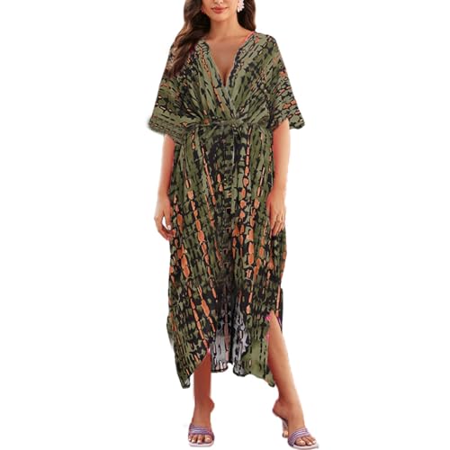 Snyemio Damen Strand Kimono Cardigan Sommer Lange Strandkimonos Übergröße Strandponcho Bunt Bikini Cover Up Boho,Farbe 12,Einheitsgröße von Snyemio