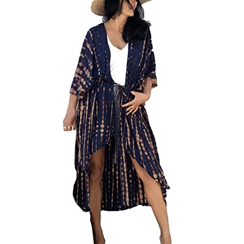 Snyemio Damen Strand Kimono Cardigan Sommer Lange Strandkimonos Übergröße Strandponcho Bunt Bikini Cover Up Boho,Farbe 15,Einheitsgröße von Snyemio