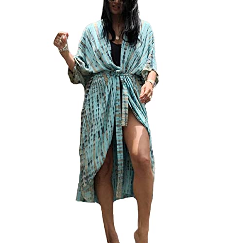Snyemio Damen Strand Kimono Cardigan Sommer Lange Strandkimonos Übergröße Strandponcho Bunt Bikini Cover Up Boho,Farbe 16,Einheitsgröße von Snyemio