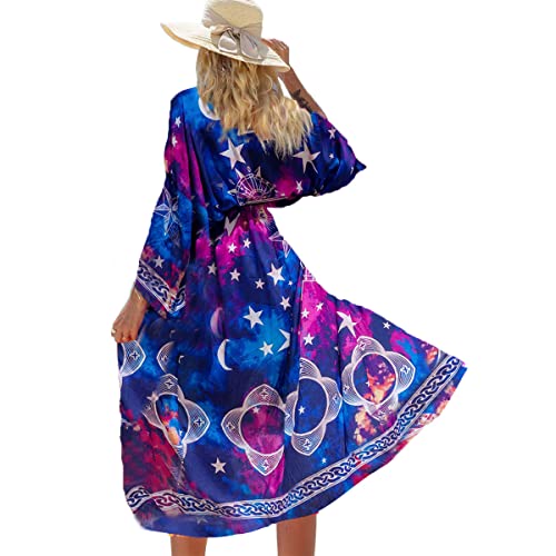 Snyemio Damen Strand Kimono Cardigan Sommer Lange Strandkimonos Übergröße Strandponcho Bunt Bikini Cover Up Boho,Farbe 20,Einheitsgröße von Snyemio