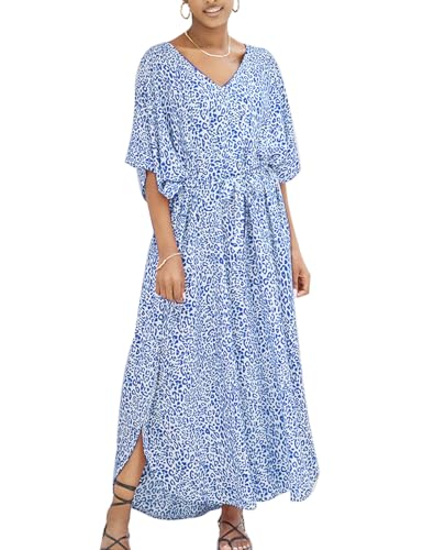 Snyemio Damen Kaftan Lange Sommer Tunika Strandkleid Große Größen Strand Maxikleid Übergröße mit Gürtel,Farbe 4,Einheitsgröße Snyemio Damen Kaftan Lange Sommer Tunika Strandkleid Große Größen Strand Maxikleid Übergröße mit Gürtel,Farbe 4,Einheitsgröße von Snyemio