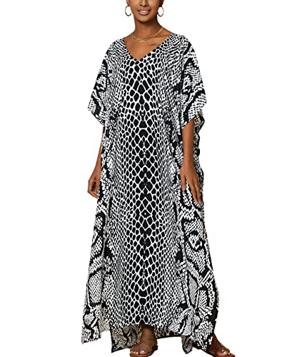 Snyemio Damen Strand Kaftan Lange Sommer Maxikleid Strandkleid Große Größen StrandKaftan Leicht Bikini Cover Up,Farbe 26,Einheitsgröße von Snyemio