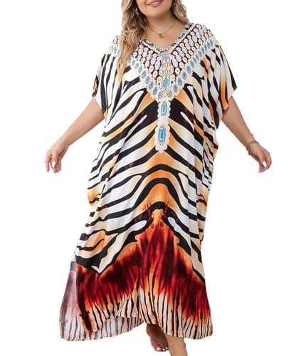 Snyemio Damen Strand Kaftan Lange Sommer Maxikleid Strandkleid Große Größen StrandKaftan Leicht Bikini Cover Up,Farbe 29,Einheitsgröße von Snyemio