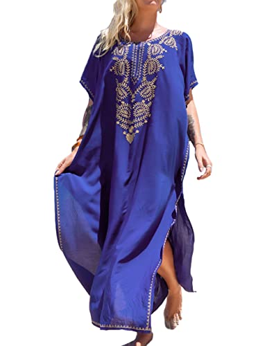 Snyemio Damen Strand Kaftan Lange Sommer Maxikleid Strandkleid Große Größen StrandKaftan Leicht Bikini Cover Up,Farbe 41,Einheitsgröße von Snyemio