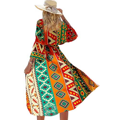 Snyemio Damen Strand Kimono Cardigan Sommer Lange Strandkimonos Übergröße Strandponcho Bunt Bikini Cover Up Boho,Farbe 24,Einheitsgröße von Snyemio