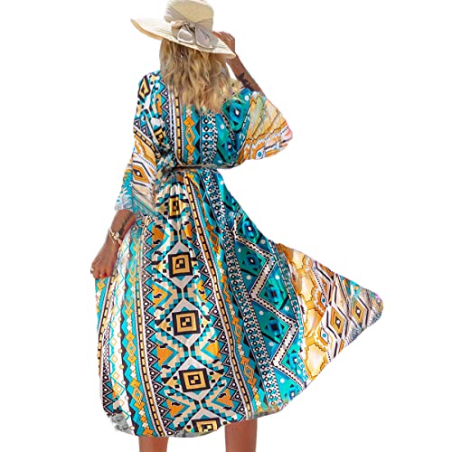 Snyemio Damen Strand Kimono Cardigan Sommer Lange Strandkimonos Übergröße Strandponcho Bunt Bikini Cover Up Boho,Farbe 25,Einheitsgröße von Snyemio