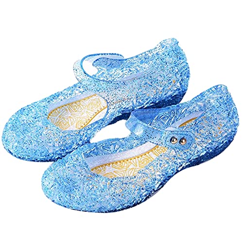 Snyemio Mädchen Prinzessin Kristall Schuhe Verkleidung Karneval Cosplay Ballerinas Weihnachten Party Halloween, Blau, 24 EU(Etikett 26) von Snyemio