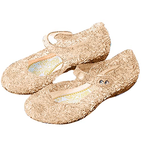 Snyemio Mädchen Prinzessin Kristall Schuhe Verkleidung Karneval Cosplay Ballerinas Weihnachten Party Halloween, Gold, 24 EU(Etikett 26) von Snyemio