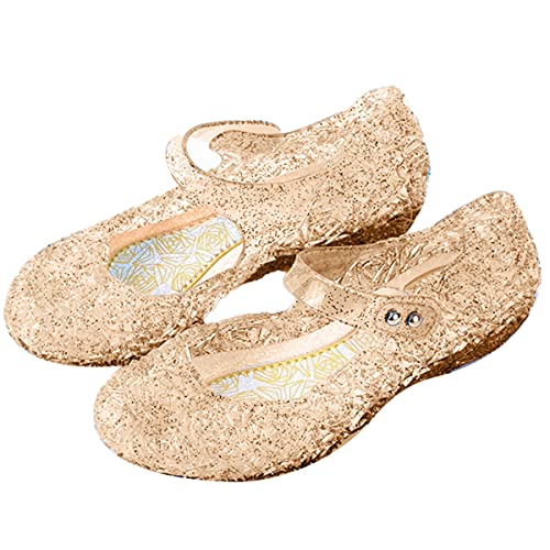 Snyemio Mädchen Prinzessin Kristall Schuhe Verkleidung Karneval Cosplay Ballerinas Weihnachten Party Halloween, Gold, 28 EU(Etikett 30) von Snyemio