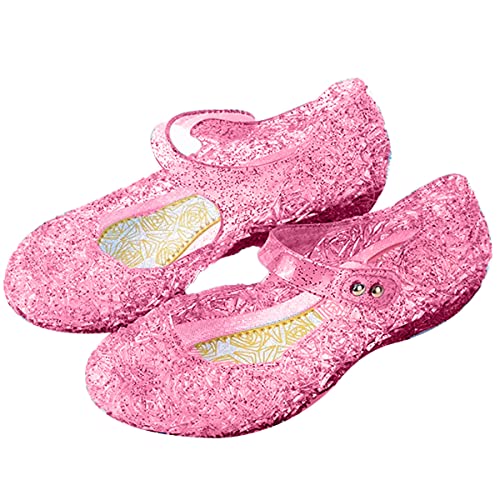 Snyemio Mädchen Prinzessin Kristall Schuhe Verkleidung Karneval Cosplay Ballerinas Weihnachten Party Halloween, Rosa, 28 EU(Etikett 30) von Snyemio