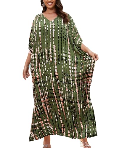 Snyemio Strand Kaftan Damen Sommer Lange Strandkleid Große Größen Viskose Maxikleid Sommerkleid,Farbe 11,Einheitsgröße von Snyemio