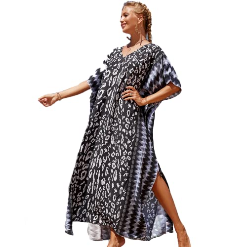 Snyemio Damen Strand Kaftan Lange Sommer Maxikleid Strandkleid Große Größen StrandKaftan Leicht Bikini Cover Up,Farbe 4,Einheitsgröße von Snyemio