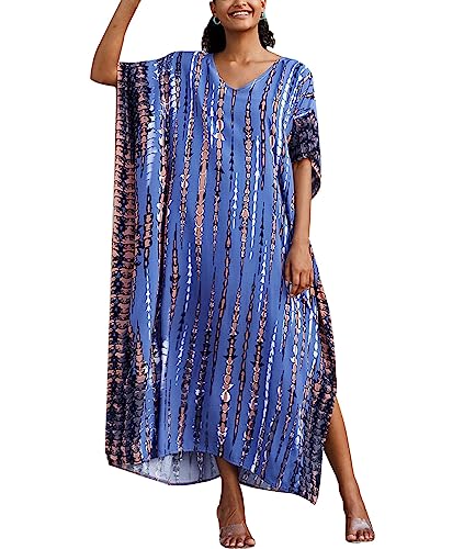 Snyemio Damen Strand Kaftan Lange Sommer Maxikleid Strandkleid Große Größen StrandKaftan Leicht Bikini Cover Up,Farbe 9,Einheitsgröße von Snyemio