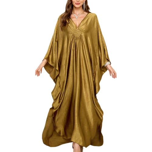 Snyemio Strandkleid Damen Sommer Lang Strand Kaftan Kleid Größen V-Ausschnitt Maxikleid Große,Farbe 4,Einheitsgröße von Snyemio