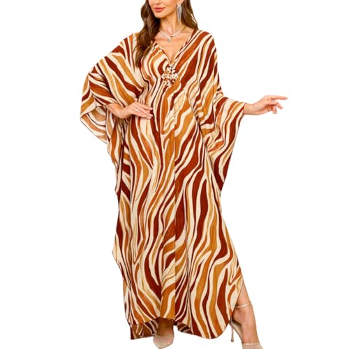 Snyemio Strandkleid Damen Sommer Lang Strand Kaftan Kleid Große Größen Maxikleid,Farbe 5,Einheitsgröße von Snyemio