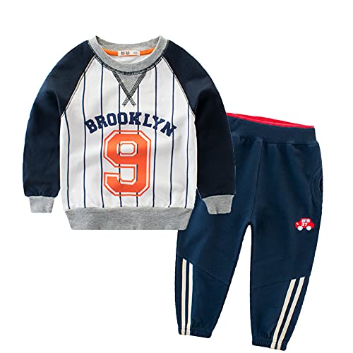 Snyemio Trainingsanzug Jungen Jogginganzug Kapuzenpullover Anzug Sweatshirt & Hosen Set Sportanzug Kleidungssätze 2-7 Jahre, Weiß, 128-134(Etikett 130) von Snyemio