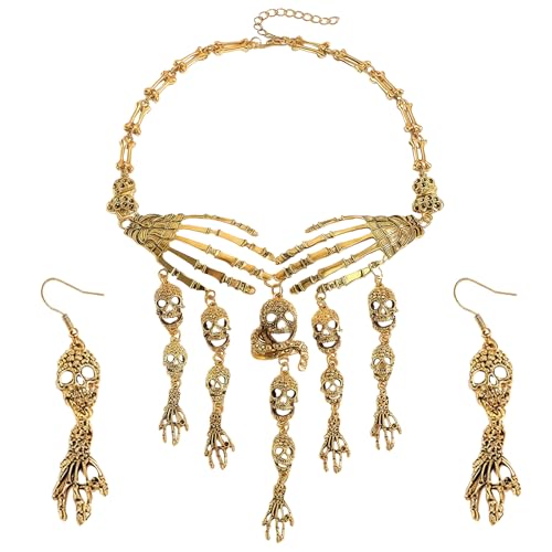 Snyvpra 2 Stück Halloween Pirate Accessories, Inklusive Piraten Halskette Und Ohrringe Hochwertige Zinklegierung Ohne Nickel, Passend Karneval, Halloween von Snyvpra