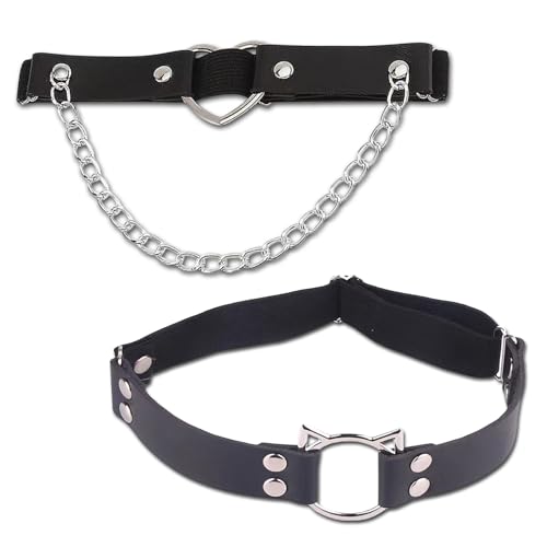 Snyvpra Festival Outfit Damen 2er Set verstellbare Damen-Strumpfband Oberschenkelbänder elastische Garter Belt für perfekte Passform, Rave Outfit Damen(Schwarz) von Snyvpra