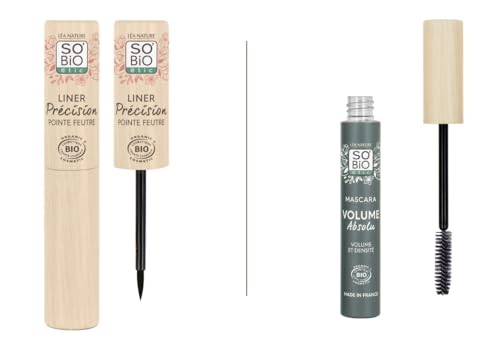 LEA NATURE SO Bio Étic | Routine Make-up Augen – Eyeliner Präzision (Schwarz – 3 ml) + Mascara Volumen Absolu (Schwarz – 8 ml) | Bio-zertifiziert | 100 % Pigmente natürlichen Ursprungs | Made in von So'Bio Étic
