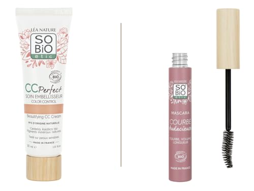 So'Bio Étic LÉA NATURE SO BIO étic | Routine Make-up Gesicht - CC Creme Color Control (Clair - 30 ml) + Wimperntusche Curve (8 ml) | Bio-zertifiziert | 100% natürliche Pigmente | Made in France von So'Bio Étic