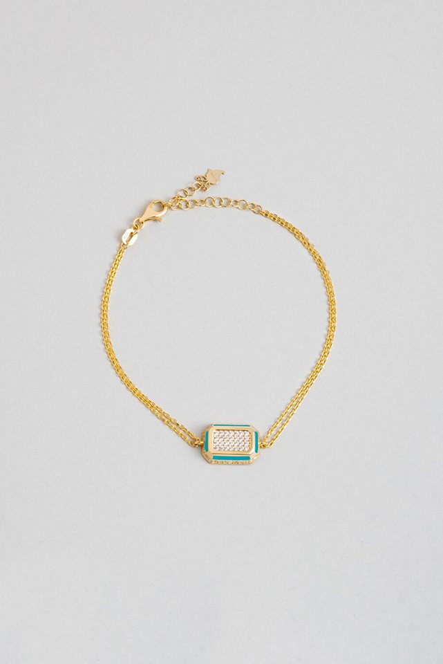 So CHIC... Armband Blauer Emaille 18K Goldplattierter Silberarmband von So CHIC...