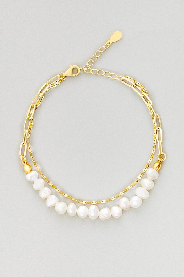 So CHIC... Armband Goldplattiertes Perlenarmband mit Kette von So CHIC...