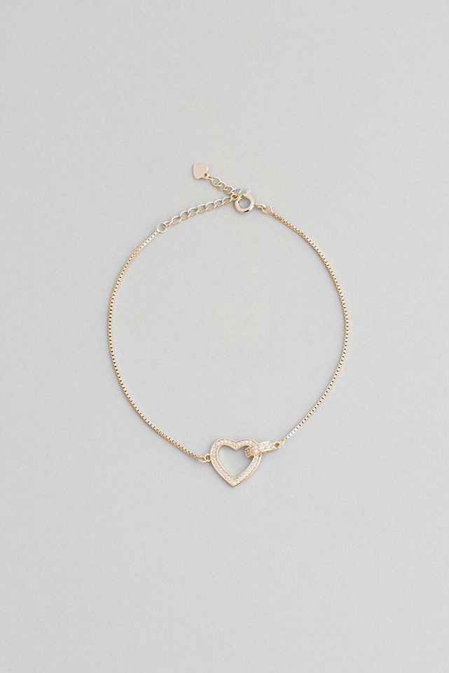 So CHIC... Armband Goldplattiertes Silberherzarmband 20cm von So CHIC...