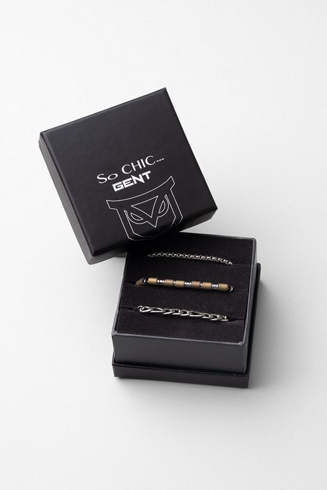 So CHIC... Armreif Braunes Hämatit Verstellbares Herrenarmband Set von So CHIC...