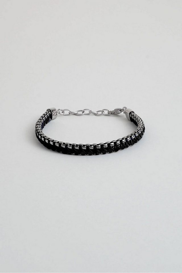 So CHIC... Armreif Schwarzes Stein-Detail 22cm Stahl Herrenarmband von So CHIC...