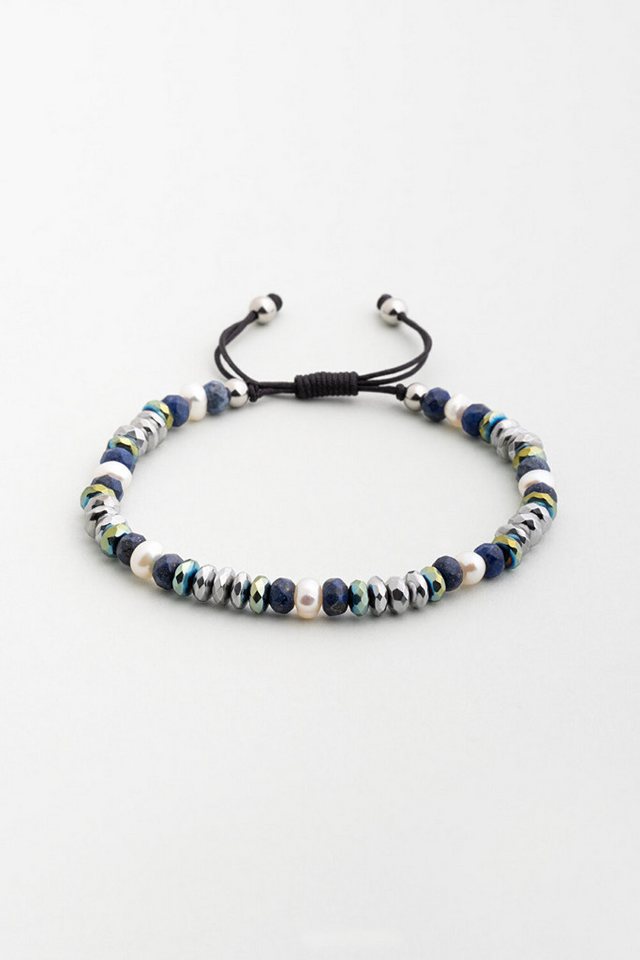 So CHIC... Armreif Verstellbares Stahlarmband mit Perle & Lapislazuli von So CHIC...