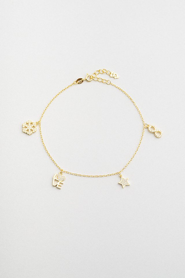 So CHIC... Armspange Sommerliebe Fußkettchen – 18K Gelbgold-Vergoldung, 24 cm, aus Silber von So CHIC...