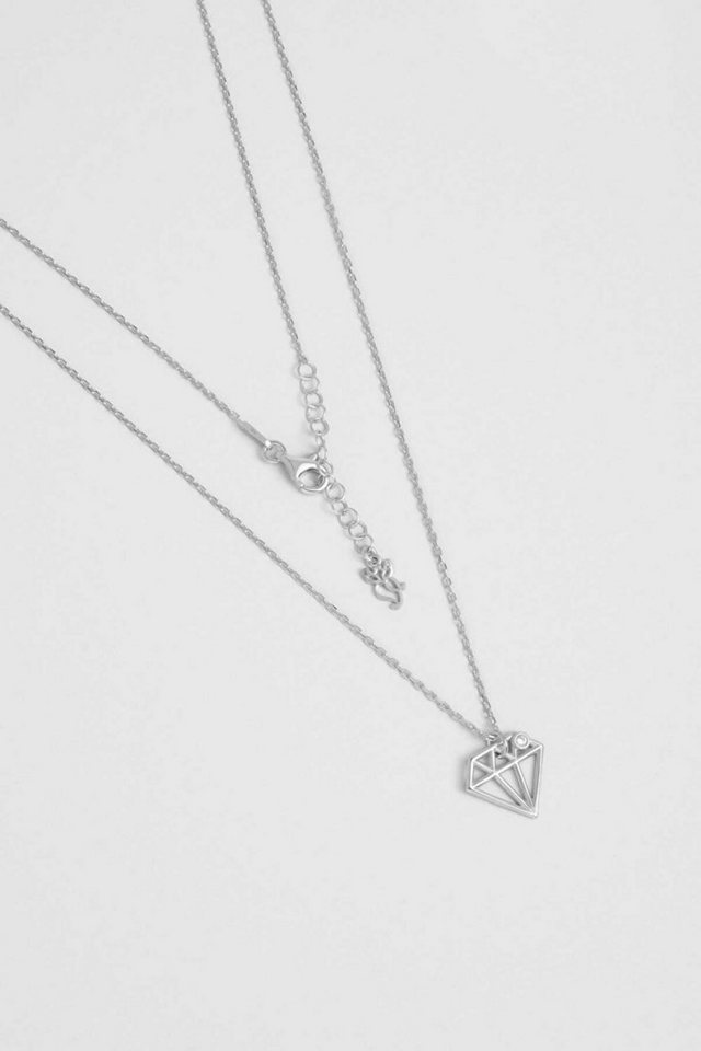 So CHIC... Collier Diamant Icon 18K Weißgold Beschichtet 45 Cm Silber Halskette von So CHIC...