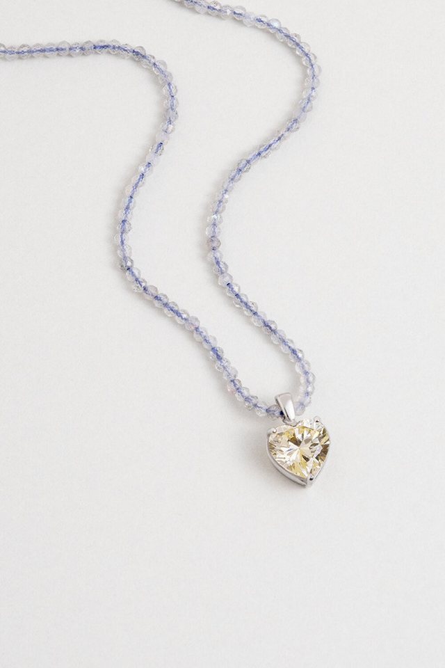 So CHIC... Collier Labradorit Herz 18K Weißgold 45 Cm Silber Halskette von So CHIC...